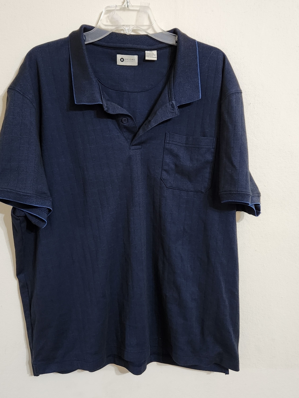 Haggar Men's Dark Navy Polo with Chest Pocket
